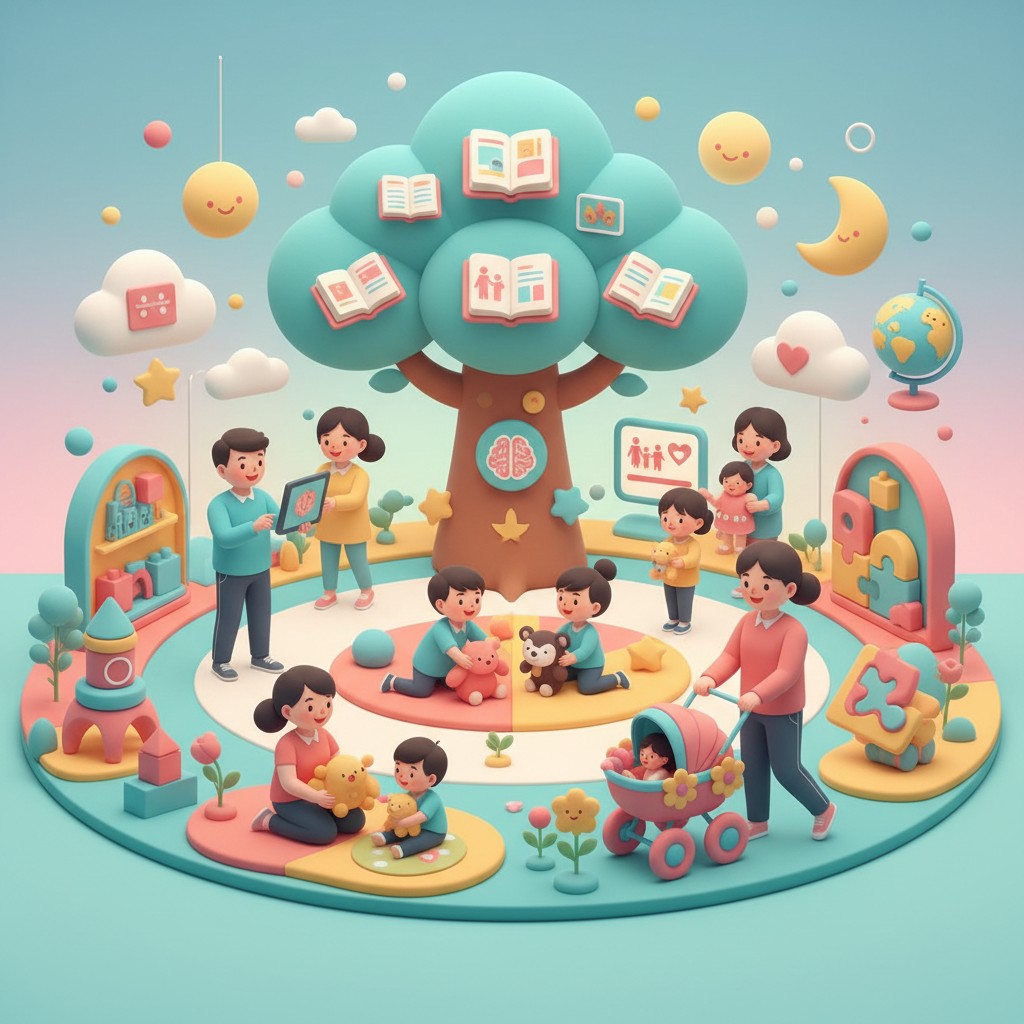 母と子が遊んでいる写真です。